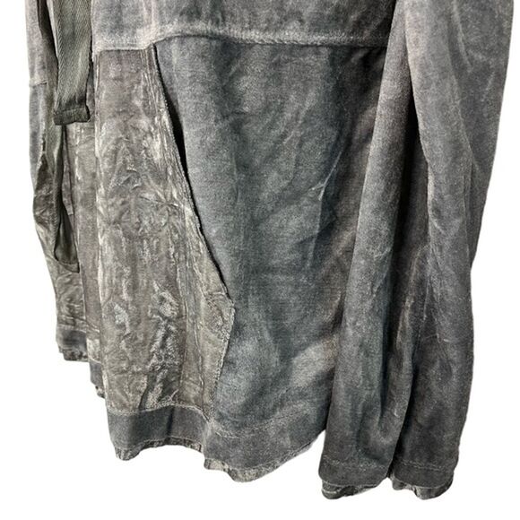 MYSTREE Silver Hoodie Velvet Pullover Oversized Top Shirt Long Sleeve sz Small - Picture 12 of 12